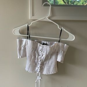 white off shoulder shirt